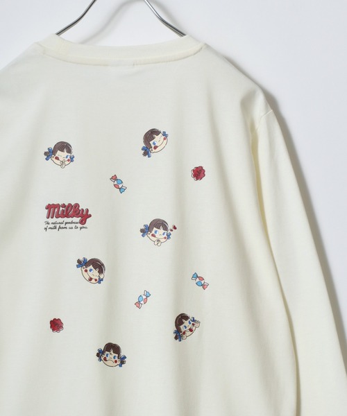 sanrio（サンリオ）の「2026AW sanrio/サンリオ peko/ペコちゃん フロント バックプリント ワンポイント刺繍 長袖Tシャツ ロンT（Tシャツ/カットソー・レディース・ブルー/モカ/ワイン/クリーム・L/M）」の2枚目の写真
