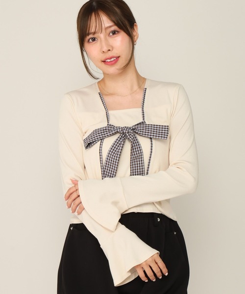 Heather(ヘザー)の「バイカラーリボンカットソー 1063894(Tシャツ/カットソー・レディース・グレー/ブラック/アイボリー・FREE)」の8枚目の写真