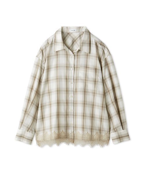 FRAY I.D(フレイアイディー)の「レーストリムチェックシャツ(シャツ/ブラウス・レディース・ベージュ/ホワイト/ブラウン・F)」の17枚目の写真