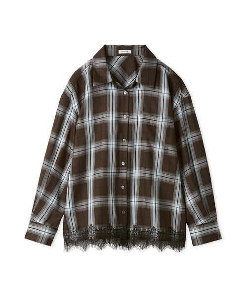 FRAY I.D(フレイアイディー)の「レーストリムチェックシャツ(シャツ/ブラウス・レディース・ベージュ/ホワイト/ブラウン・F)」の18枚目の写真