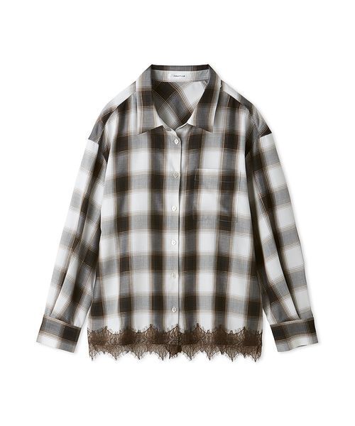 FRAY I.D(フレイアイディー)の「レーストリムチェックシャツ(シャツ/ブラウス・レディース・ベージュ/ホワイト/ブラウン・F)」の19枚目の写真