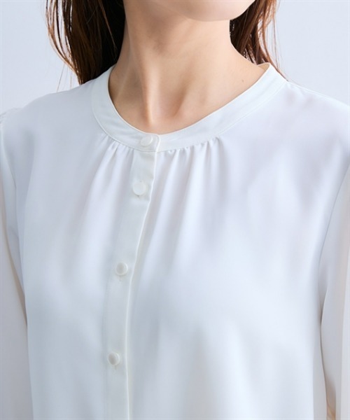 7days Life Styling(セブンデイズライフスタイリング)の「袖口レースバンドカラーギャザーブラウス(シャツ/ブラウス・レディース・ブラック/オフホワイト・M/L/LL/3L)」の12枚目の写真