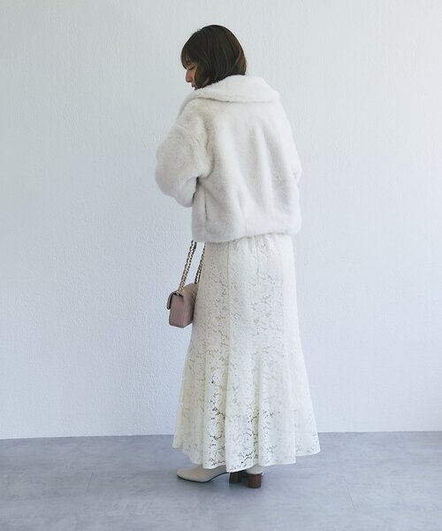 La boutique BonBon（ラブティックボンボン）の「Mink-like fauxfurコート（その他アウター・レディース・チャコールグレー/オフホワイト・FREE）」の8枚目の写真