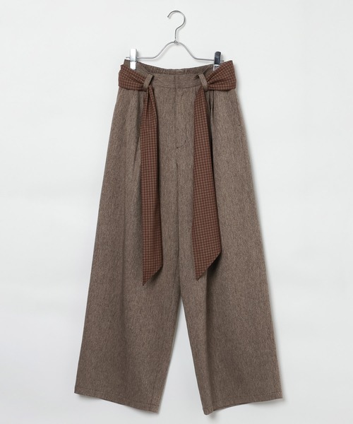 PBLIM(ページボーイリム)の「《UNISEX/セットアップ対応》タイスカーフツキスラックス(スラックス・レディース・チャコールグレー/ブラウン・MEDIUM/LARGE)」の3枚目の写真