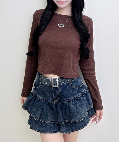 INGNI(イング)の「メタルロゴラメリブロンTシャツ(Tシャツ/カットソー・レディース・ブラウン/オフホワイト/ブラック・M)」の3枚目の写真