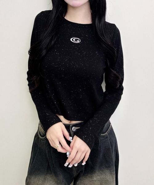 INGNI(イング)の「メタルロゴラメリブロンTシャツ(Tシャツ/カットソー・レディース・ブラウン/オフホワイト/ブラック・M)」の1枚目の写真