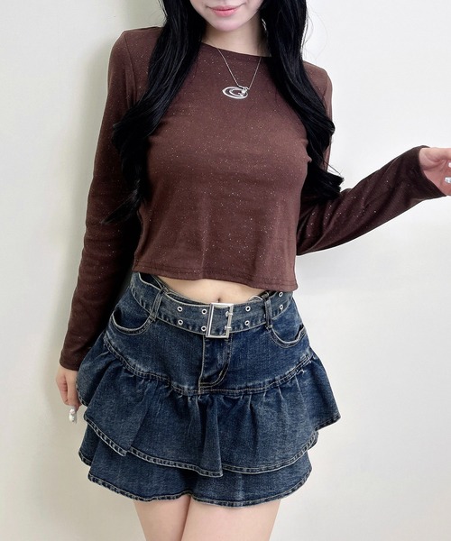 INGNI(イング)の「メタルロゴラメリブロンTシャツ(Tシャツ/カットソー・レディース・ブラウン/オフホワイト/ブラック・M)」の14枚目の写真