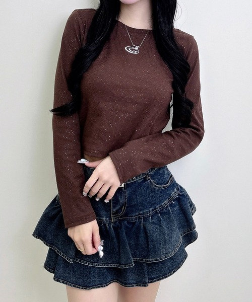 INGNI(イング)の「メタルロゴラメリブロンTシャツ(Tシャツ/カットソー・レディース・ブラウン/オフホワイト/ブラック・M)」の15枚目の写真