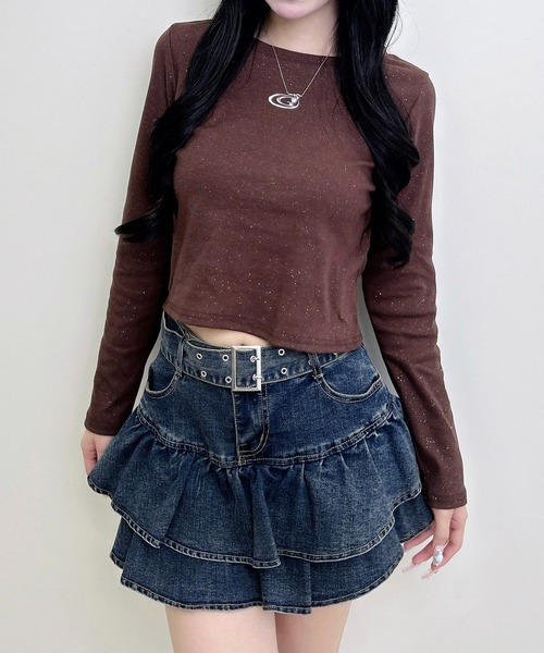 INGNI(イング)の「メタルロゴラメリブロンTシャツ(Tシャツ/カットソー・レディース・ブラウン/オフホワイト/ブラック・M)」の16枚目の写真