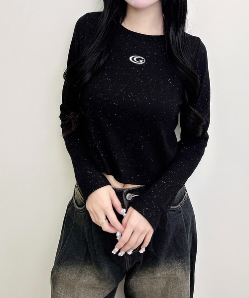INGNI(イング)の「メタルロゴラメリブロンTシャツ(Tシャツ/カットソー・レディース・ブラウン/オフホワイト/ブラック・M)」の8枚目の写真