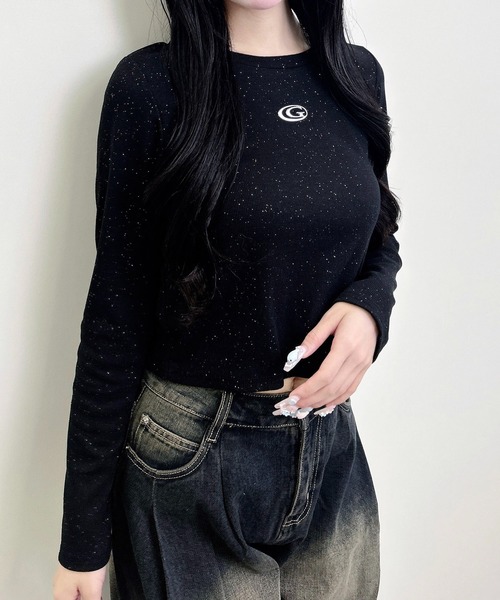 INGNI(イング)の「メタルロゴラメリブロンTシャツ(Tシャツ/カットソー・レディース・ブラウン/オフホワイト/ブラック・M)」の7枚目の写真