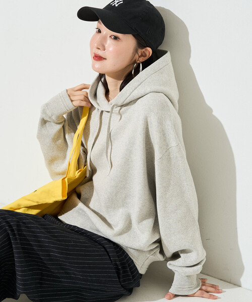 FREAK'S STORE(フリークスストア)の「限定展開 スウェットライク ニット フーディー(ニット/セーター・レディース・ブルー/ブラック/ネイビー/ライトグレー/ブラウン/レッド/オフホワイト・フリ-)」の12枚目の写真