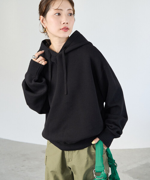 FREAK'S STORE(フリークスストア)の「限定展開 スウェットライク ニット フーディー(ニット/セーター・レディース・ブルー/ブラック/ネイビー/ライトグレー/ブラウン/レッド/オフホワイト・フリ-)」の18枚目の写真