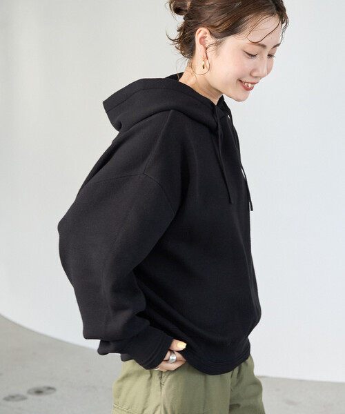 FREAK'S STORE(フリークスストア)の「限定展開 スウェットライク ニット フーディー(ニット/セーター・レディース・ブルー/ブラック/ネイビー/ライトグレー/ブラウン/レッド/オフホワイト・フリ-)」の20枚目の写真