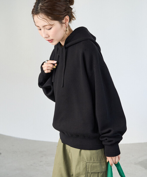 FREAK'S STORE(フリークスストア)の「限定展開 スウェットライク ニット フーディー(ニット/セーター・レディース・ブルー/ブラック/ネイビー/ライトグレー/ブラウン/レッド/オフホワイト・フリ-)」の21枚目の写真