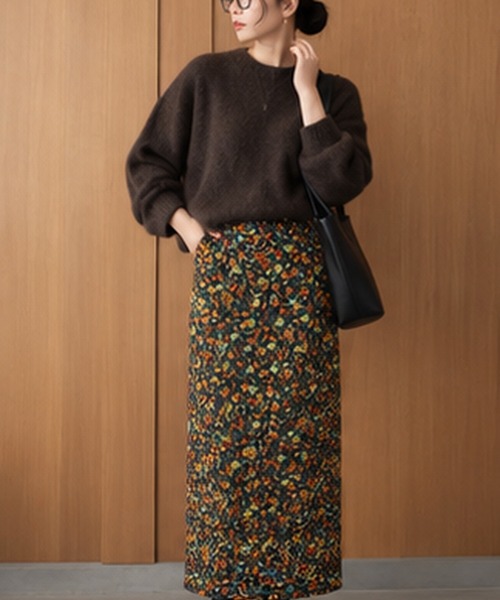 AT THE TRNK(アットザトランク)の「【AT THE TRNK】ヴィンテージ花柄ジョーゼットスカート(スカート・レディース・レッド/イエロー・MEDIUM)」の2枚目の写真