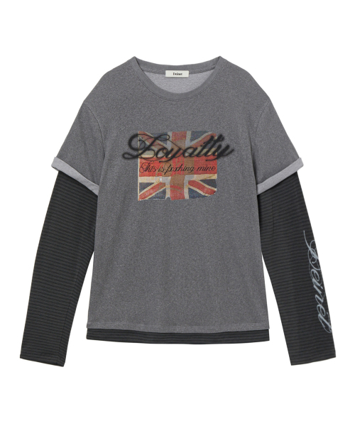 DEINET(ダイニット)の「LAYERED VINTAGE LONG SLEEVE IN CHARCOAL(Tシャツ/カットソー・レディース・その他・FREE)」の2枚目の写真