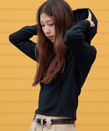 R.P.miller/ミラー Prib Henley hoodie パネルリブ コットン ボーダー ヘンリーネックパーカー Y2K レディース ガーリー 韓国 2026年秋冬
