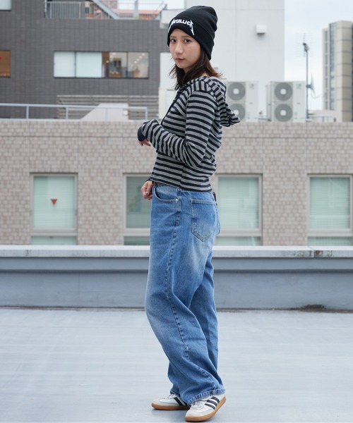 MILLER（ミラー）の「R.P.miller/ミラー Prib Henley hoodie パネルリブ コットン ボーダー ヘンリーネックパーカー Y2K レディース ガーリー 韓国 2026年秋冬（パーカー・レディース・ブラック/ブラック×ホワイト/ブルー・FREE）」の19枚目の写真