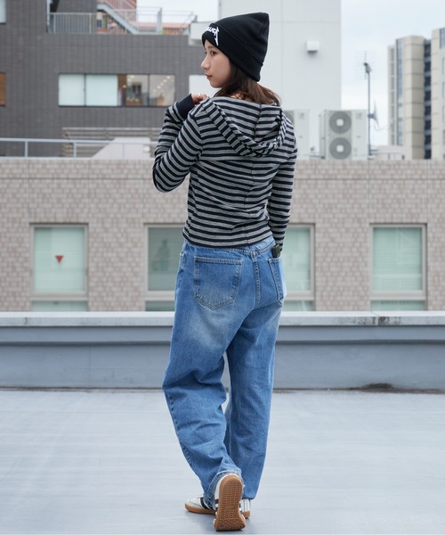 MILLER（ミラー）の「R.P.miller/ミラー Prib Henley hoodie パネルリブ コットン ボーダー ヘンリーネックパーカー Y2K レディース ガーリー 韓国 2026年秋冬（パーカー・レディース・ブラック/ブラック×ホワイト/ブルー・FREE）」の20枚目の写真