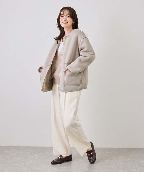 ROPE' PICNIC（ロペピクニック）の「ムートンライクジップアップブルゾン（ブルゾン・レディース・キナリ/グレー系その他・FREE）」の3枚目の写真