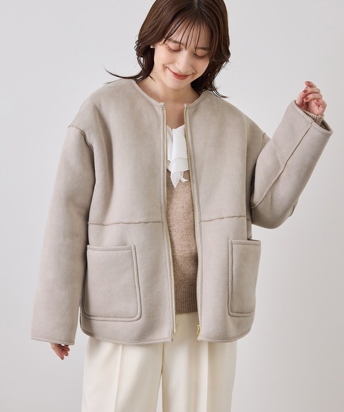 ROPE' PICNIC（ロペピクニック）の「ムートンライクジップアップブルゾン（ブルゾン・レディース・キナリ/グレー系その他・FREE）」の6枚目の写真