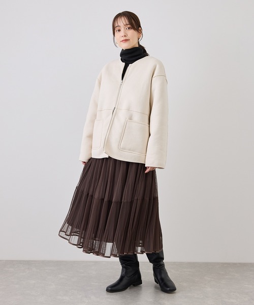 ROPE' PICNIC（ロペピクニック）の「ムートンライクジップアップブルゾン（ブルゾン・レディース・キナリ/グレー系その他・FREE）」の9枚目の写真