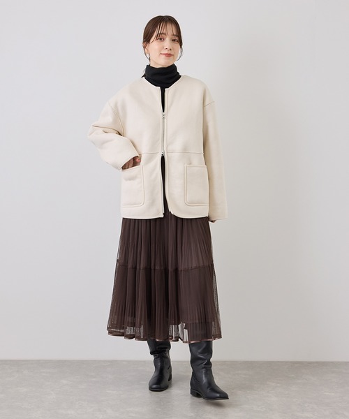 ROPE' PICNIC（ロペピクニック）の「ムートンライクジップアップブルゾン（ブルゾン・レディース・キナリ/グレー系その他・FREE）」の10枚目の写真
