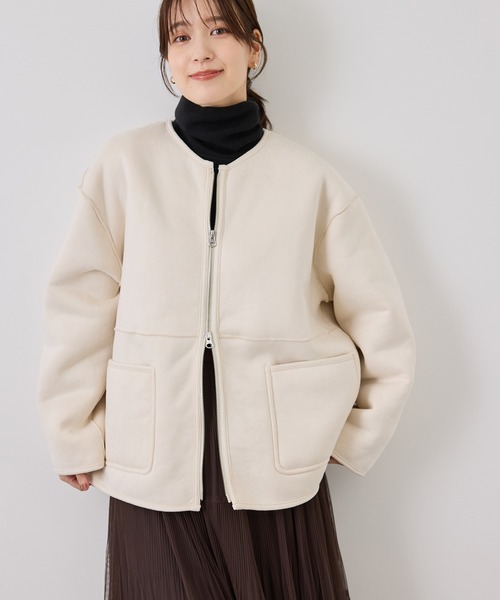 ROPE' PICNIC（ロペピクニック）の「ムートンライクジップアップブルゾン（ブルゾン・レディース・キナリ/グレー系その他・FREE）」の12枚目の写真
