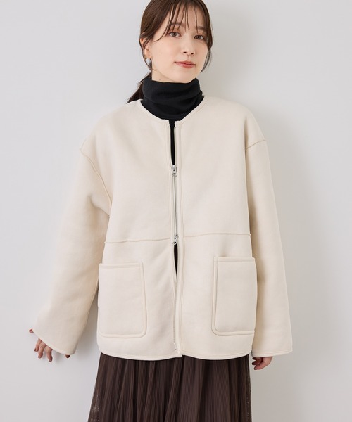 ROPE' PICNIC（ロペピクニック）の「ムートンライクジップアップブルゾン（ブルゾン・レディース・キナリ/グレー系その他・FREE）」の13枚目の写真