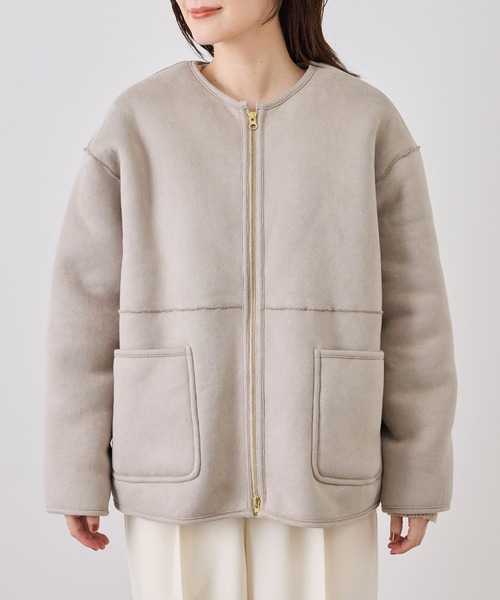 ROPE' PICNIC（ロペピクニック）の「ムートンライクジップアップブルゾン（ブルゾン・レディース・キナリ/グレー系その他・FREE）」の15枚目の写真