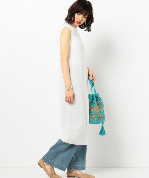 Another Edition（アナザーエディション）の「メタルビーズ巾着/AEBC MTL Beads キンチャク（ショルダーバッグ・レディース・オフホワイト/ターコイズブルー・FREE）」の10枚目の写真