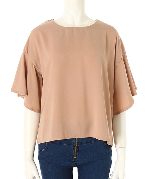 Color(カラー)の「フリルブラウス(シャツ/ブラウス・レディース・ベビーピンク/グレー/ホワイト/ネイビー/カーキ/キャメル/ブラック/スモークピンク/サックスブルー/ベージュ/イエロー/サーモンピンク・MEDIUM/SMALL)」の14枚目の写真