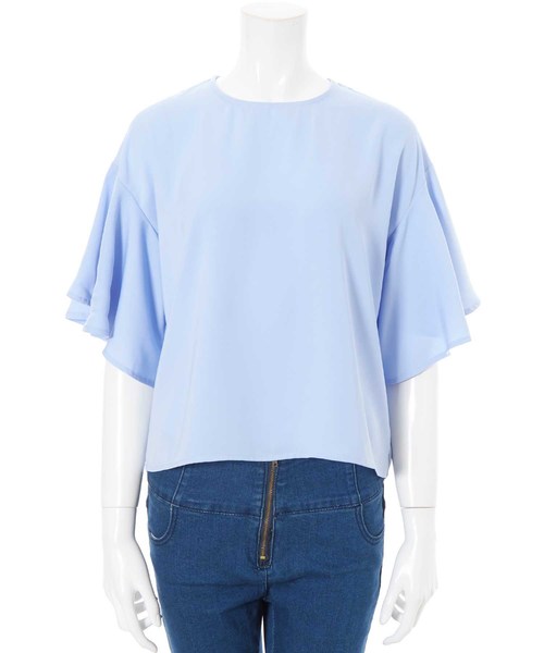 Color(カラー)の「フリルブラウス(シャツ/ブラウス・レディース・ベビーピンク/グレー/ホワイト/ネイビー/カーキ/キャメル/ブラック/スモークピンク/サックスブルー/ベージュ/イエロー/サーモンピンク・MEDIUM/SMALL)」の7枚目の写真