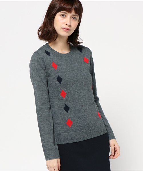 LOVELESS WOMENS（ラブレス　ウィメンズ）の「【LOVELESS】WOMENS インターシャオルタネートアーガイルニット（ニット/セーター・レディース・ブラウン/グレー・36/34）」の14枚目の写真