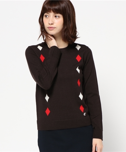 LOVELESS WOMENS（ラブレス　ウィメンズ）の「【LOVELESS】WOMENS インターシャオルタネートアーガイルニット（ニット/セーター・レディース・ブラウン/グレー・36/34）」の15枚目の写真