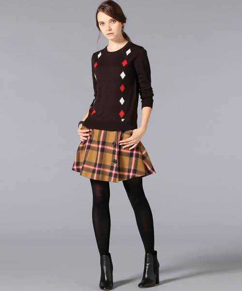 LOVELESS WOMENS（ラブレス　ウィメンズ）の「【LOVELESS】WOMENS インターシャオルタネートアーガイルニット（ニット/セーター・レディース・ブラウン/グレー・36/34）」の12枚目の写真
