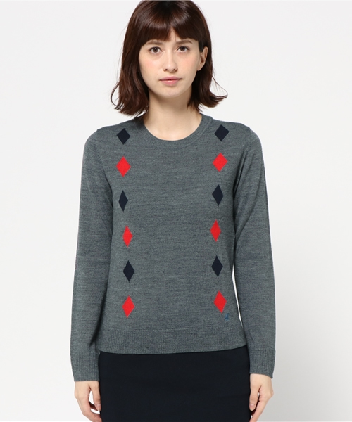 LOVELESS WOMENS（ラブレス　ウィメンズ）の「【LOVELESS】WOMENS インターシャオルタネートアーガイルニット（ニット/セーター・レディース・ブラウン/グレー・36/34）」の6枚目の写真