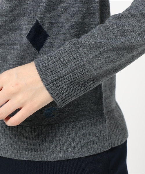 LOVELESS WOMENS（ラブレス　ウィメンズ）の「【LOVELESS】WOMENS インターシャオルタネートアーガイルニット（ニット/セーター・レディース・ブラウン/グレー・36/34）」の3枚目の写真