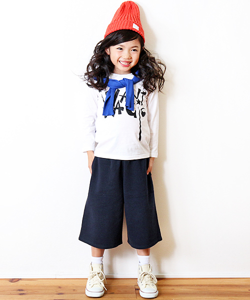 devirock(デビロック)の「スウェットガウチョパンツ ワイドパンツ(その他パンツ・キッズ・ブラック/ネイビー/杢グレー・130cm/120cm/110cm/160cm/150cm/140cm/100cm)」の1枚目の写真