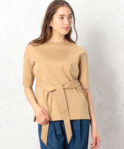 green label relaxing（グリーンレーベルリラクシング）の「■■■CF ポンチ フロントリボン PO カットソー ◆（Tシャツ/カットソー・レディース・オフホワイト/ブラック/ベージュ・FREE）」の3枚目の写真