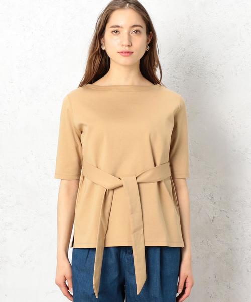 green label relaxing（グリーンレーベルリラクシング）の「■■■CF ポンチ フロントリボン PO カットソー ◆（Tシャツ/カットソー・レディース・オフホワイト/ブラック/ベージュ・FREE）」の5枚目の写真