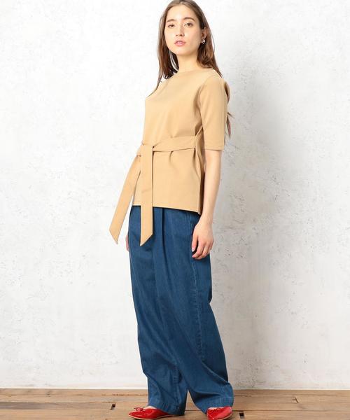 green label relaxing（グリーンレーベルリラクシング）の「■■■CF ポンチ フロントリボン PO カットソー ◆（Tシャツ/カットソー・レディース・オフホワイト/ブラック/ベージュ・FREE）」の7枚目の写真