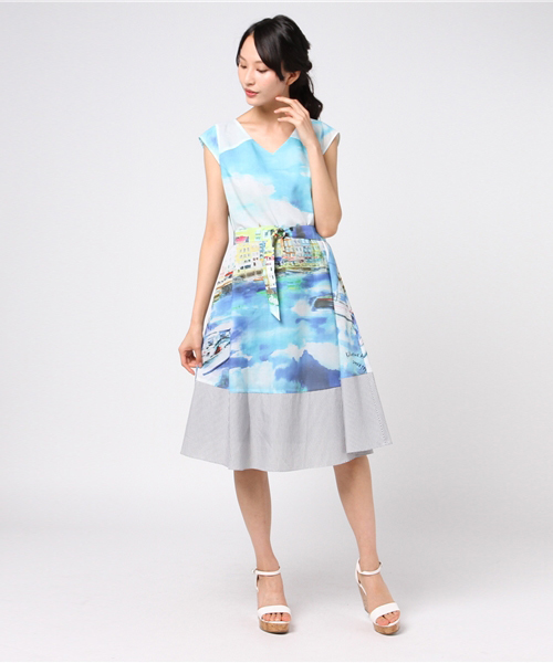 Katharine Ross キャサリンロス の Katharine Ross Katharine Ross オリジナルプリント 手洗い可 ヨットプリントワンピース ワンピース Wear