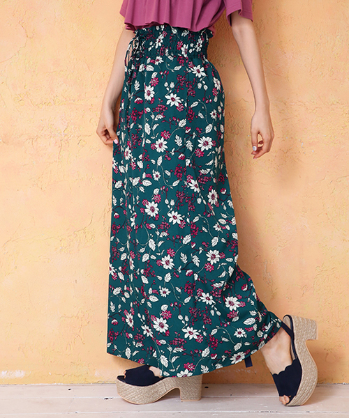 one after another NICE CLAUP（ワンアフターアナザーナイスクラップ）の「コルセットアソート柄ワイドパンツ（その他パンツ・レディース・ブラック系その他/ブラック/グリーン系その他/ブルー系その他・FREE）」の2枚目の写真