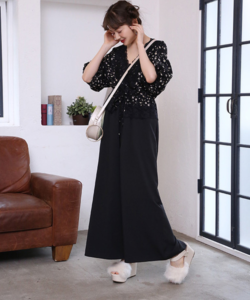 one after another NICE CLAUP（ワンアフターアナザーナイスクラップ）の「コルセットアソート柄ワイドパンツ（その他パンツ・レディース・ブラック系その他/ブラック/グリーン系その他/ブルー系その他・FREE）」の3枚目の写真