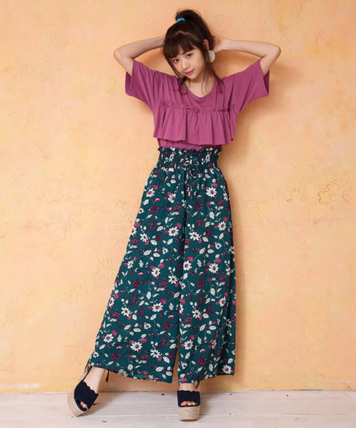 one after another NICE CLAUP（ワンアフターアナザーナイスクラップ）の「コルセットアソート柄ワイドパンツ（その他パンツ・レディース・ブラック系その他/ブラック/グリーン系その他/ブルー系その他・FREE）」の15枚目の写真