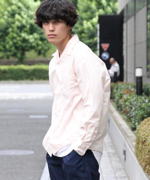 coen（コーエン）の「タイプライターロングスリーブオープンカラーシャツ（シャツ/ブラウス・メンズ・ライトピンク/オリーブ/ブラック・SMALL/MEDIUM/LARGE）」の9枚目の写真