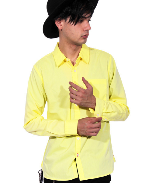 ８(eight)（エイト）の「ブロード 長袖シャツ コットン（シャツ/ブラウス・メンズ・イエロー/ネイビー/ブラック/ワイン/ブルー/ホワイト/ピンク/カーキ/サックスブルー・LARGE/X-LARGE/MEDIUM）」の7枚目の写真