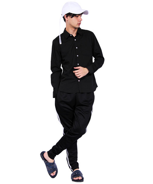 ８(eight)（エイト）の「ブロード 長袖シャツ コットン（シャツ/ブラウス・メンズ・イエロー/ネイビー/ブラック/ワイン/ブルー/ホワイト/ピンク/カーキ/サックスブルー・LARGE/X-LARGE/MEDIUM）」の11枚目の写真